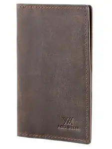 Aditi Wasan Leather Slim Wallet Cardholder with Stiched Detailing - Brown
