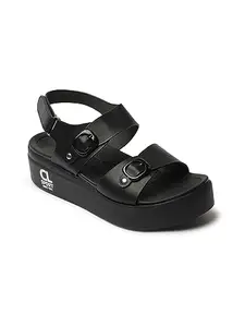 Carlton London Sports Women's CL-SB-W-23 Comfortable Flatform Heel Black Sandal-3 Kids UK