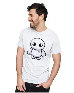 ALLEN BLACK Men's & Women's Regular Fit 100% Cotton T-Shirt (BAYMAXUNX-White XL Men Round_)