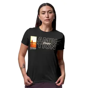 FIGHTERHERO Women's Dark Grey T-Shirt | Cotton Rich | Wrinkle-Resistant | Colors Dont Fade | Relaxed Fit | Size M-40 | Ambition & Drive Design