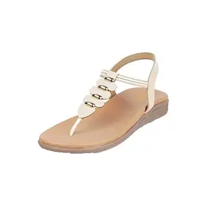 tresmode 229-VELENCIA Beige Women Casual Flat Sandals EU/39 UK/6