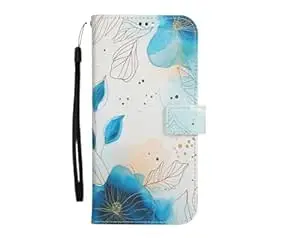 TROUNCE for VIVO V70 Elite Mobile Flip Cover Vegan Leather with Wallet Card Holder | Kickstand & Magnetic Closure - White & Blue Floral Design