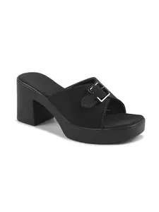 Carrito, Comfortable Heel Sandals for Women and Girl (Black, UK Footwear Size System, Adult, Women, Numeric, Medium, 4)