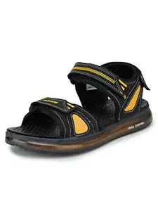 ABROS Men's ASLG0103N Sports Sandals-Black/Mustard-7UK