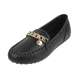 Mochi Women Black Synthetic Leather Loafer UK/7 EU/40 (31-1205)