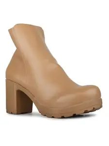 Inc.5 Womens Beige Party Wear Solid Round Toe Ankle Boots