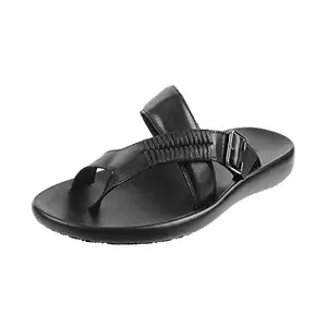 Metro Men Black Leather Sandals 8-UK (42 EU) (60-740)