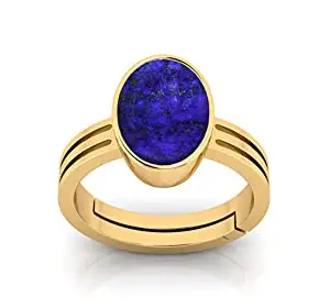 SIDHGEMS 4.25 Ratti / 3.00 Carat Blue Lajward Stone Panchdhatu Adjustable Gold Plated Ring Natural AA++ Quality Original Lapis Lazuli Lajwart Rashi Ratna