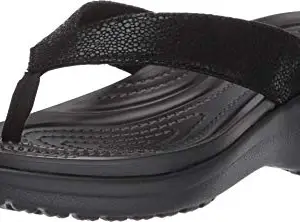 crocs Women's Capri Metallictxt Wedge Flip W Black Flops-4 UK (W6) (205782)