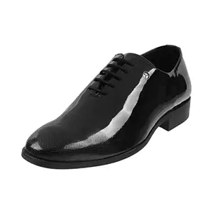 Mochi Men Black Leather Laceup Shoe UK/6 EU/40