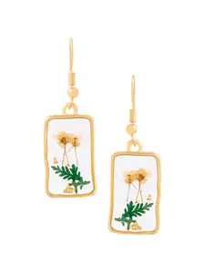 Yellow Chimes Drop Earrings for Women | Fashion Yellow Flower Pressed Earring for Girls | Hanging Resin Earrings for Women | Birthday Gift for Girls Anniversary Gift