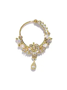 Priyaasi Designer Gold American Diamond Gold-Plated Nosering For Women and Girls