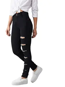 Miss Chase Women's Slim High Rise Regular Denim Jeans (MCAW23DEN98-47-62-32, Black, 32)