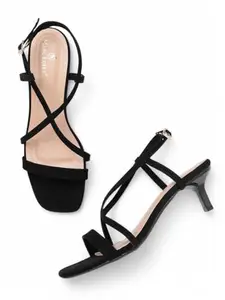 Marc Loire Women Smart Fashion Sandals with Pointed Heels for Parties (Black, UK Footwear Size System, Adult, Women, Numeric, Medium, 5)