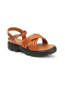 ICONICS Women Sandal,Tan,UK-4