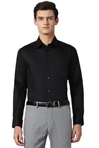 Peter England Men's Solid Regular Fit Shirt (PISFSRGBH77122_Black 40)