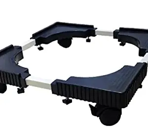 S V Enterprise Universal Multi-Functional Adjustable & Expandable for Fully Automatic Washing Machine,Mini Refrigerator and Fridge Base Trolley Stand with Wheels (Stainless Steel)