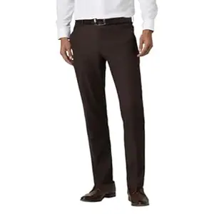 Van Heusen Mid Rise Checkered Formal Trouser for Men|Regular Fit Formal Pants |Stretchable Waist|