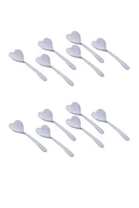 Generic Heart Shaped Stainless Steel Spoon Set of 12 (12 Spoons x 14cms Each)