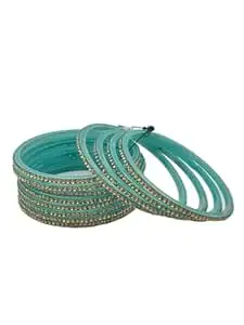 HOUSE OF BANGLEZ Designer Stone Embellished Bangles Set for Women Elegant Traditional Bangles Set of 12