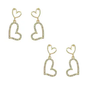 SALTY Pack of 2 Charming Heart Earrings for Women | Stylish Fashion Jewellery | Accessories for Girls | Minimal Jewelry | Ideal for Gifting