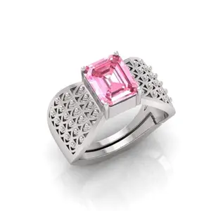 MBVGEMS Pink Sapphire Ring 7.00 Ratti Pink Sapphire Gemstone PANCHDHATU Ring Adjustable Ring Size 16-22 for Men and Women