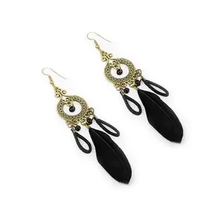 Comet Busters Stylish Long Feather Earrings For Women & Girls (HAO051)