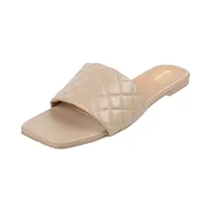 Walkway Womens Synthetic Beige Slippers (Size (8 UK (41 EU))
