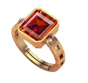 SIDHARTH GEMS 10.25 Ratti 9.00 Carat Certified AA++ Natural Gemstone Gomed Hessonite Stone Panchdhaatu Adjustable Ring Gold Plated Ring for Man and Women(Lab - Tested)