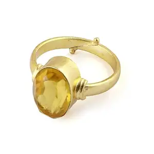 Men's and Women's 10.50 Ratti Yellow Sapphire/Pukhraj Crystal Gemstone Ring for Astrological Purpose Panchdhatu Gemstone