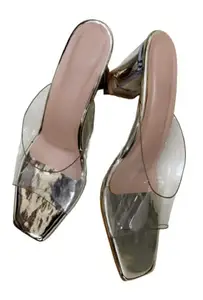 TROYCE Choice Transparent Heels (Golden, Numeric_8)