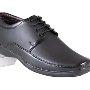 Men's Synthetic Leather Square Toe Lace Up Formal Shoes (Black, UK Footwear Size System, Adult, Men, Numeric, Medium, 7)