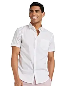 Amazon Brand - Symbol Men's Cotton Shirt | Casual | Plain | Half Sleeve | Summer - Regular Fit (Available in Plus Sizes)
