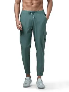 TECHNOSPORT Men's Slim Fit Mid Rise Cargos for Gym, Workout & Sports