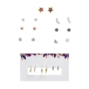 SALTY jewellery set for Women - Stud earrings & Golden Hoops - Accessories for girls western - fashion jewellery for women Stylish