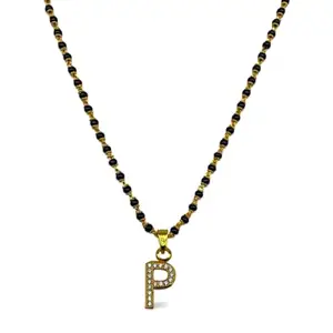 Digital Dress Room P Letter Alphabet Short Mangalsutra Designs Initial Pendant Gold Name Mangalsutra Design For Women