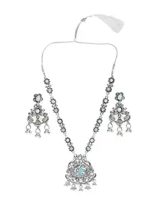 Pink and Sky Blue Round Long Necklace for Women – Traditional Indian Jewelry