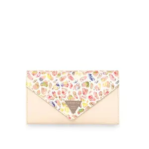 ESBEDA Cream Color Floral Envelope Wallet for Women