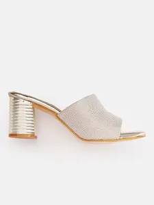ELLE Women's Gold-Toned Block Heel Sandals