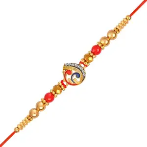 De Marquis Send Rakhi for Brother (Pack of 1) Roli-Chawal Pack, Best Wishes Greeting Card (HAPPY RAKSHABANDHAN)