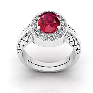 Akshita gems 10.25 Ratti 9.00 Carat Natural Burma Ruby Manik 925 strelling Silver Ring Loose Gemstone Adjustable Ring for Women's and Men's
