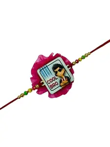 Les Bon Amis Modern Rakhis for Kids | Cool Bro Cartoon Character Slogan Rakhi with Roli Chawal | Rakhi for Younger Brother, Baby Boy, Girl | Kids Rakhee Bracelet - Pack of 1