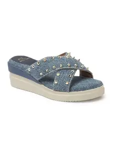 Carlton London Women Sandal,Blue,UK-8