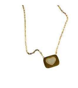 Heart Pendant Necklace with Gold-Toned Chain