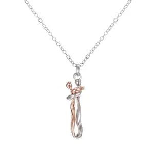 VIEN® Stunning Silver/Rosegold Express Your Fellings Love Hug Couple Chain Pendant