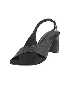 MONROW Addison Black Block Heels | Fancy & Stylish Heel sandals, Casual, Comfortable Fashion Heel Sandal