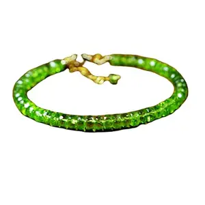 Gems_Hub Gold Plated Bracelet with Green Faceted Peridot Beads – Rondelle 3.5mm – For Men & Women|FIZA_LINK_05293