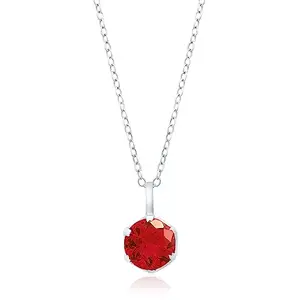 ZALKARI 2 Cttw Red Ruby Pendant Necklace In 925 Sterling Silver with 18" Cable Chain | 6 Months Warranty*