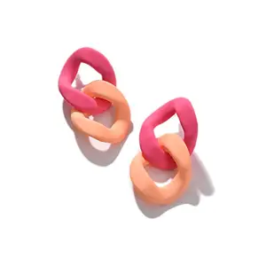 SOHI Silicon Double colour Drop Earring for women and girls, Cute western earrings in pink and peach, fashion jewellery for women, light weight earrings for women , Push Closure , trendy earrings for women stylish , Modern , Statement , Latest Style