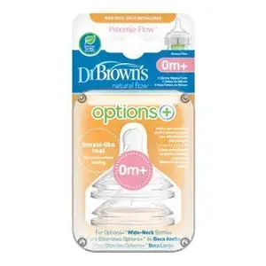 Dr. Brown's Options+ Wide Neck Baby Bottle Nipple (Pack Of 2, White)